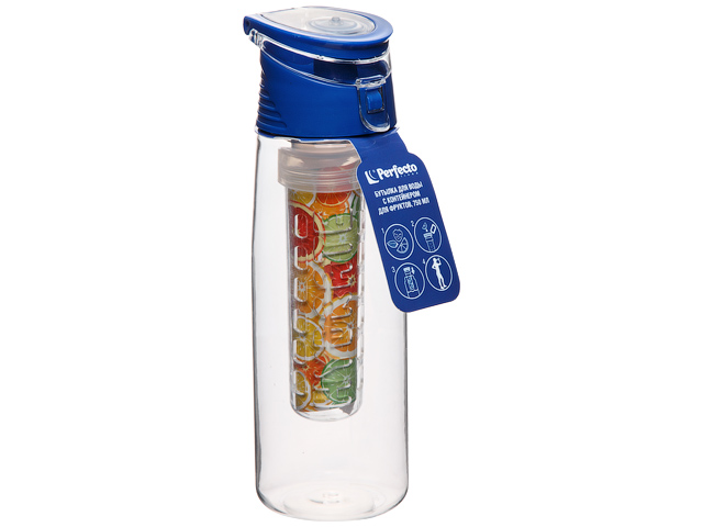 Бутылка для воды с контейнером для фруктов, 750 мл, синяя  ...PERFECTO LINEA 34-758072