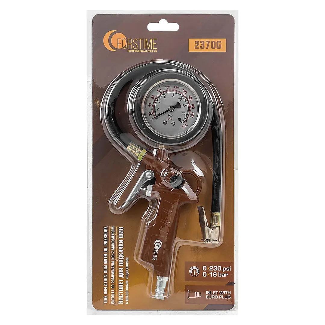 Пистолет для подкачки шин с манометром  FORSTIME FT-2370G