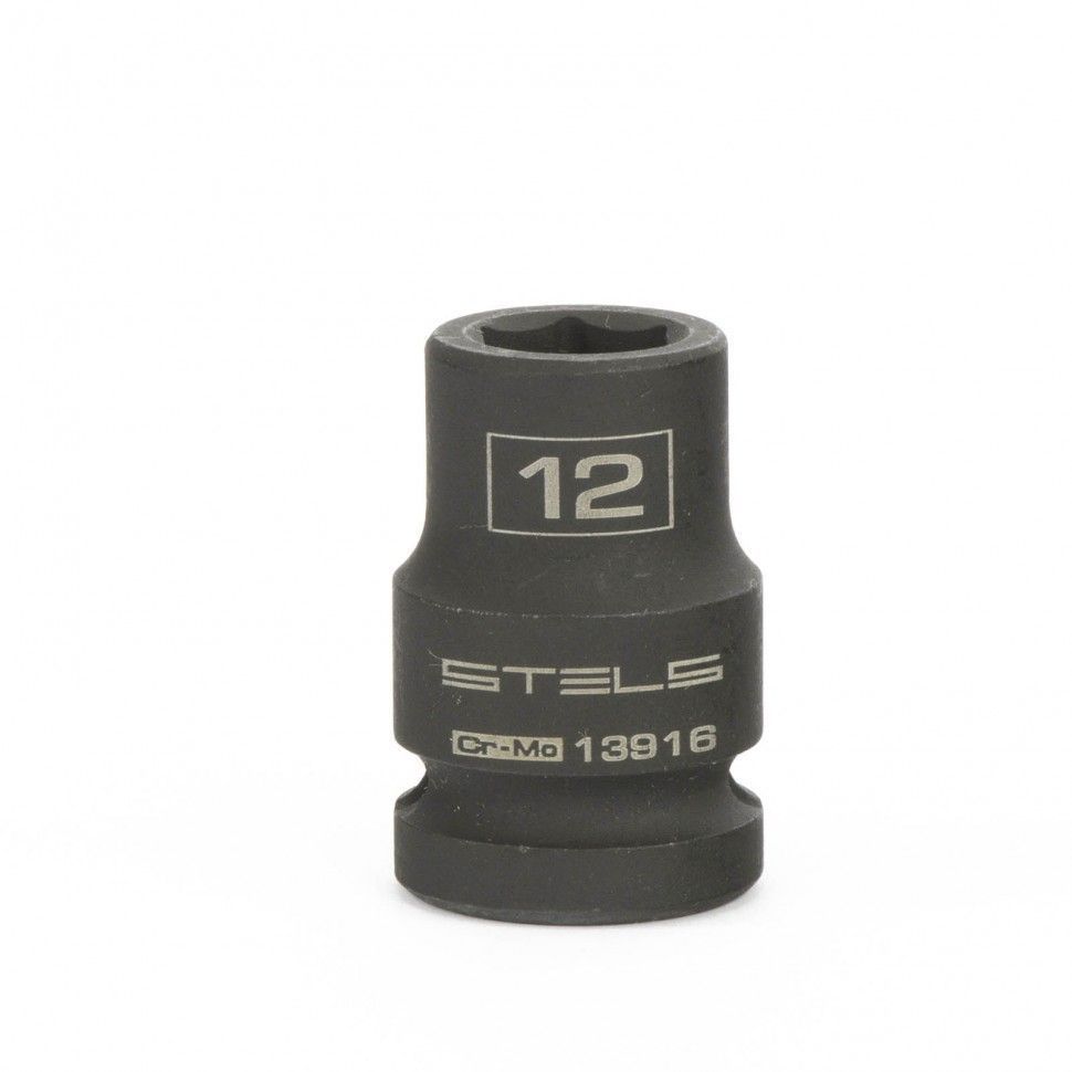 Головка ударная шестигранная, 12 mm, 1/2", CrMo  Stels 13916