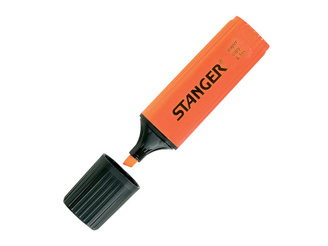 Маркер текстовый PAPER & FAX 1-5 мм оранжевый скошенный,  STANGER 180002000