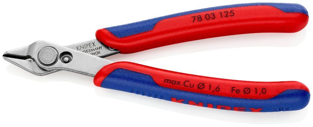Бокорезы прецизионные Electronic Super Knips® кромка без фаски,L-125 мм, твёрдость  54 HRC, INOX, 2-...KNIPEX 7803125