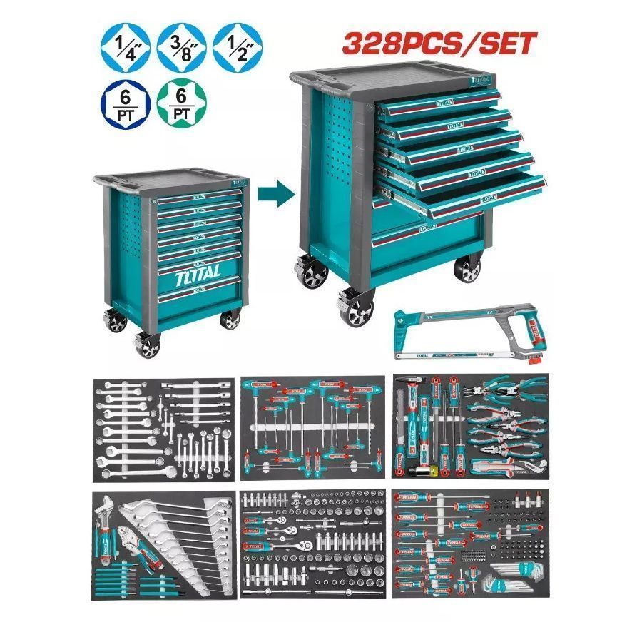 Тележка инструментальная с набор из инструментов  (328 шт.)...TOTAL THPTCS73281