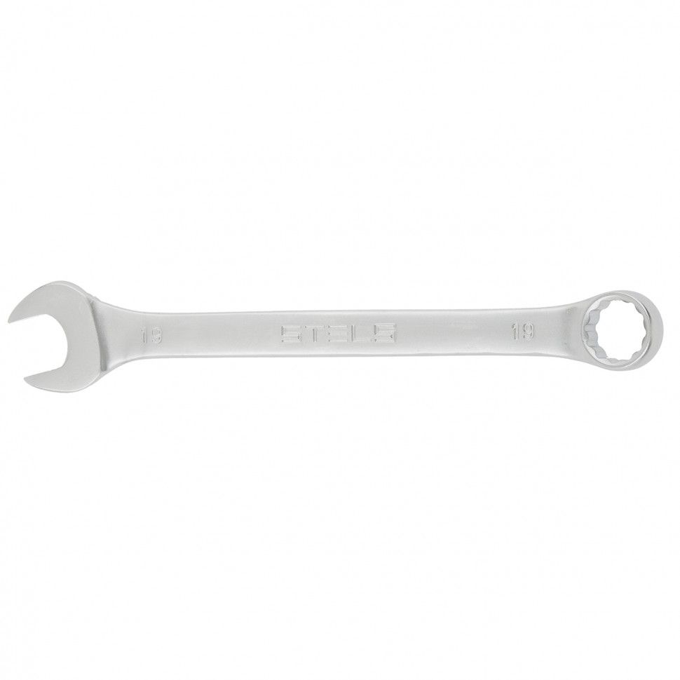 Ключ комбинированный, 19 mm, CrV, матовый хром  Stels 15214