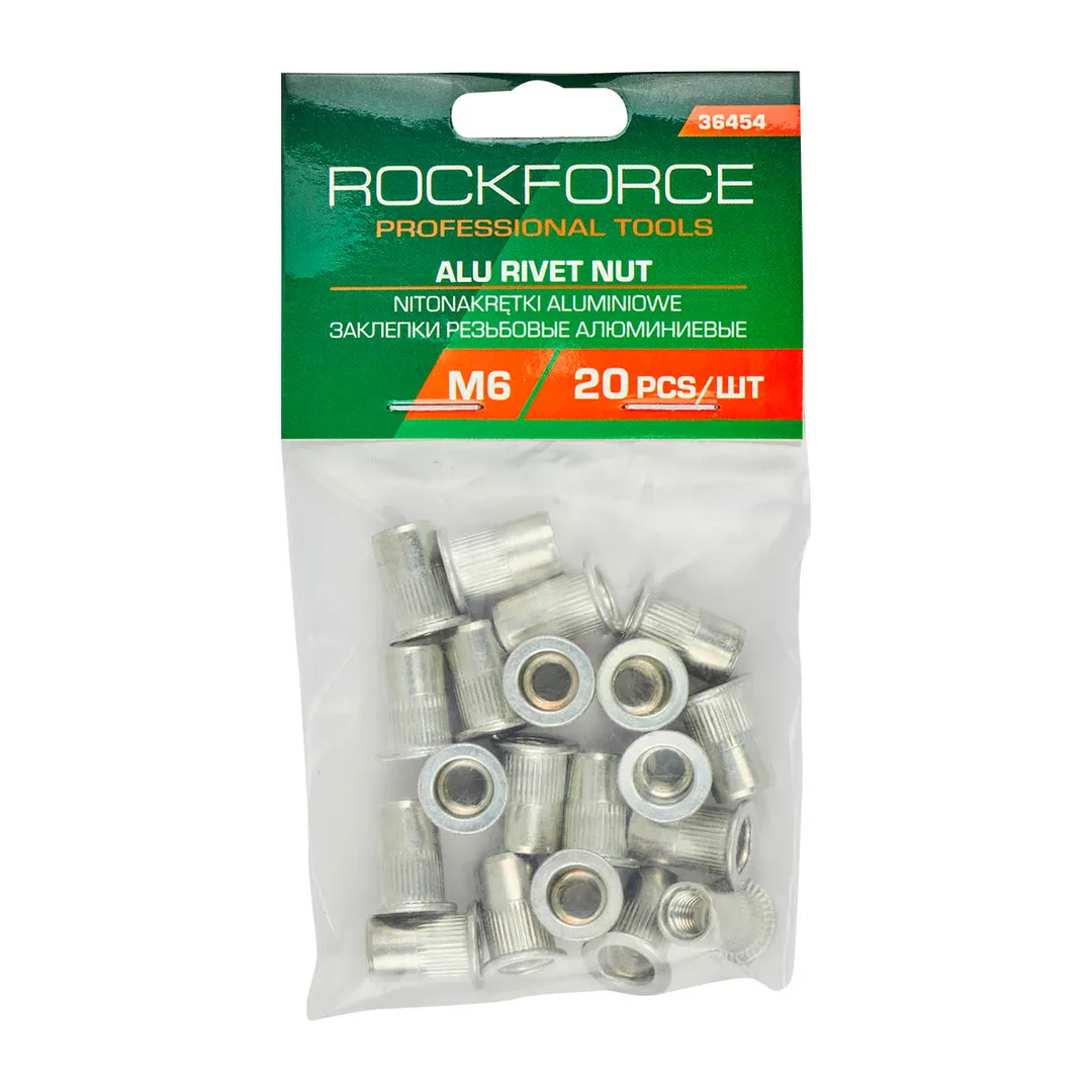 Заклепки резьбовые алюминиевые М6 (20шт./к-т) RockFORCE Rock FORCE RF-36454
