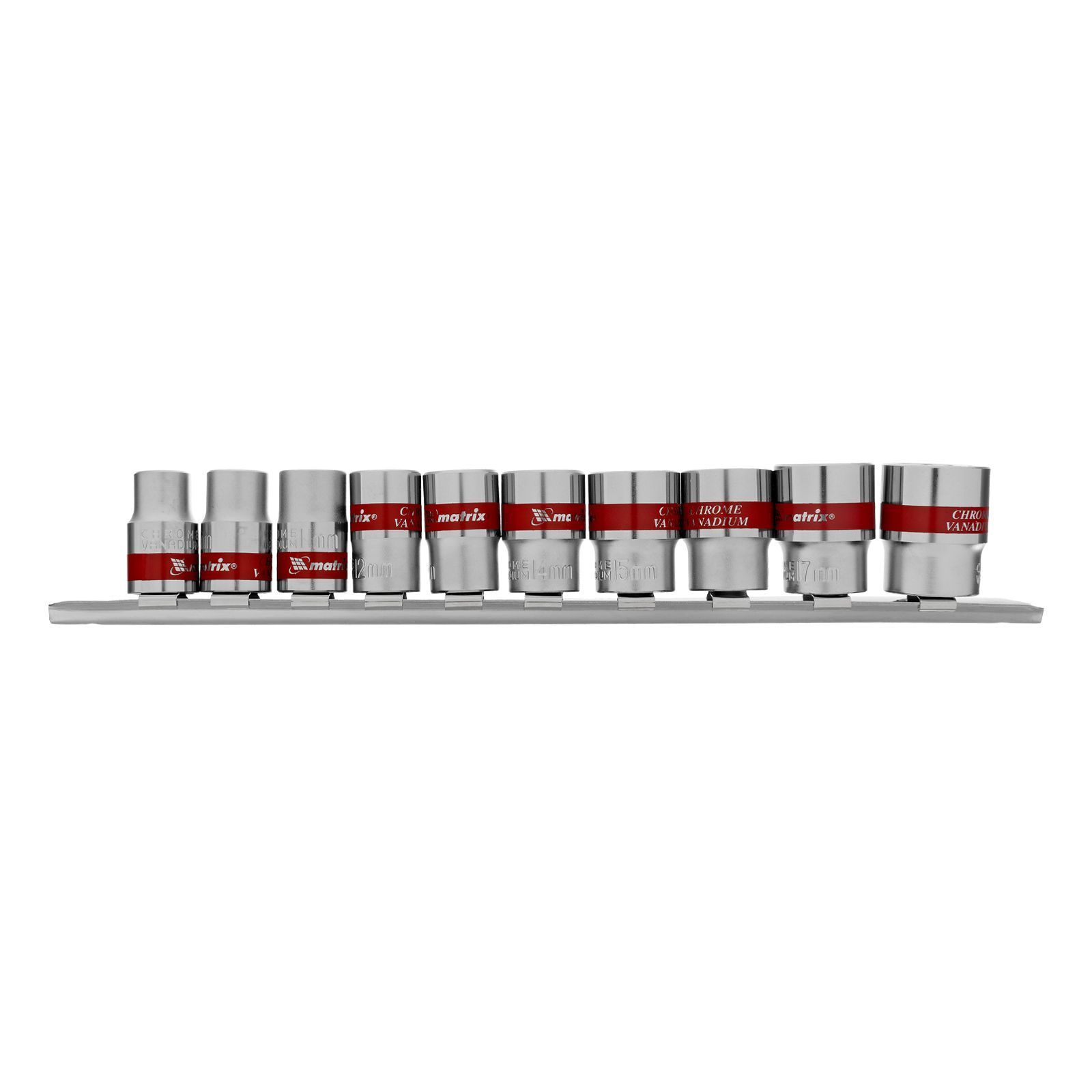 Набор торцевых головок, 3/8", 12гр., CrV, 10шт., 9-19мм, Matrix 13595