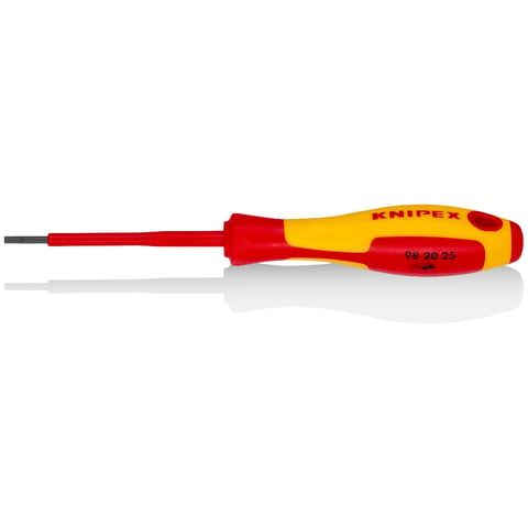 Отвертка SL2.5x0.4 шлицевая VDE 1000V, длина стержня 75 мм, L-177 мм  KNIPEX 982025