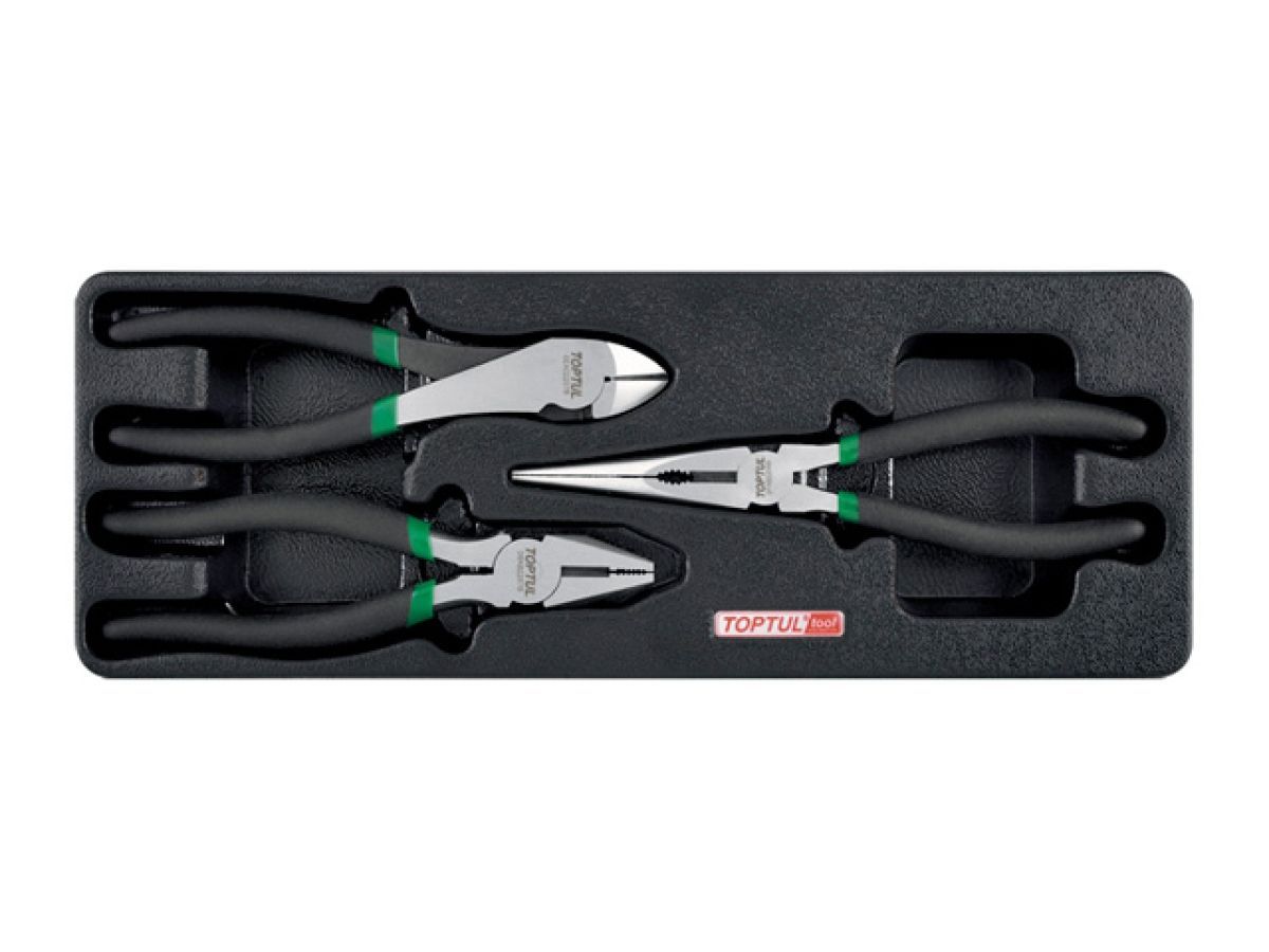 Набор-сет плоскогубцы, тонкогубцы, бокорезы 3пр. 136х364mm Toptul GBAT0304