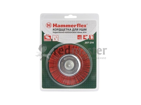 Кордщетка Hammer Flex 207-214 100мм d6  радиальная нейлоновая, с хвостовиком Hammer 207-214
