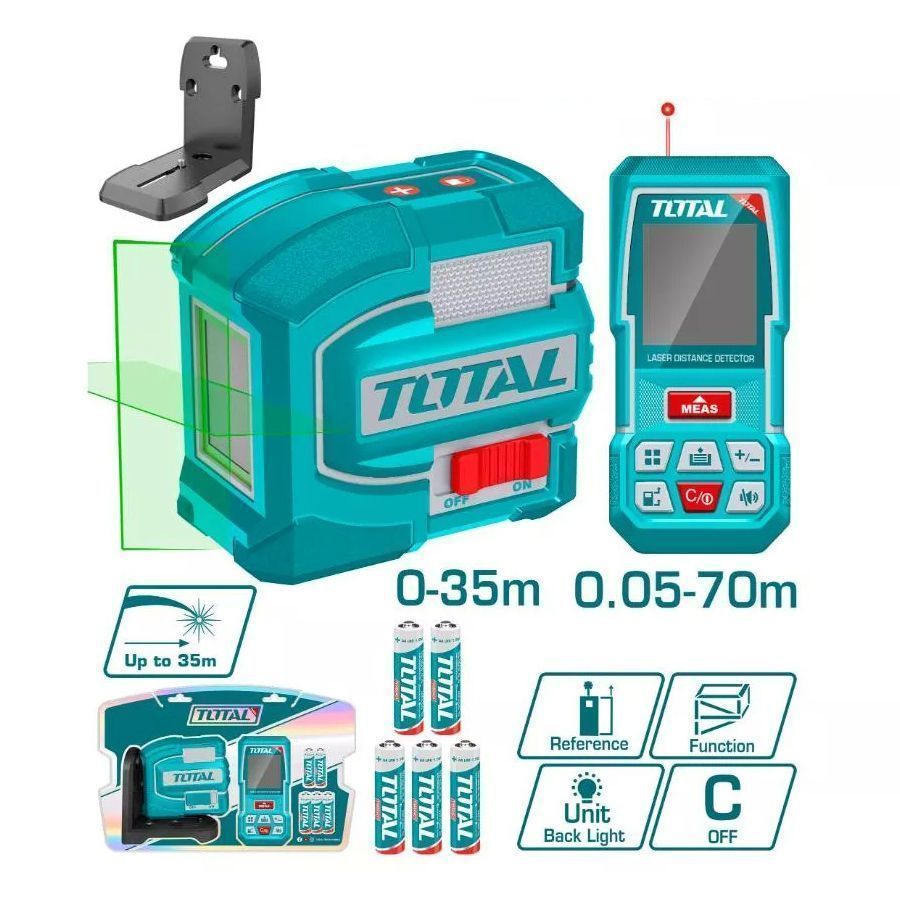 Набор из уровеня лазерного и дальномера  TOTAL TOSLL0401