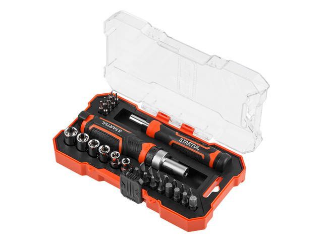 Отвертка реверс. с набором головок и бит 31пр. PROFI STARTUL ST3095-31