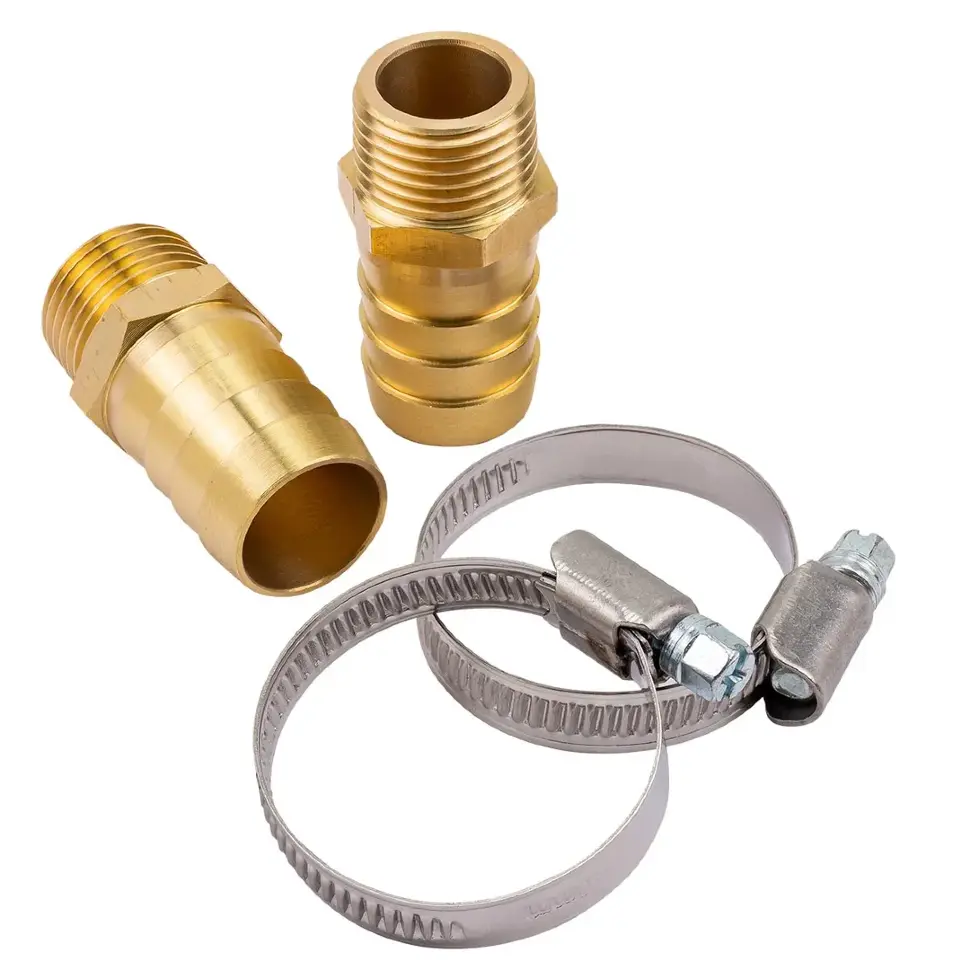 Штуцер пневматический наруж. резьба  1/2"- "елочка" 18мм ( к-т 2 шт. + хомуты для крепежа) в блистере RockFORCE RF-MH08/14/20мм(к-т 2 шт)