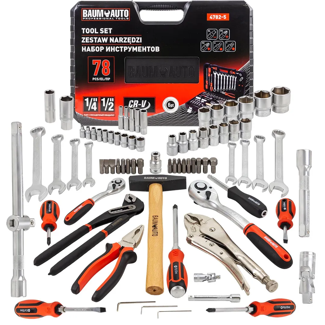 Набор инструментов в пластиковом кейсе (78 предметов) BAUMAUTO ...BaumAuto BM-4782-5