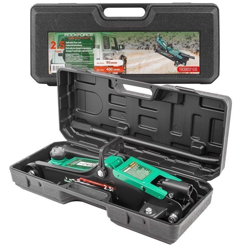 Домкрат подкатной гидравлический 2.5т (h min 90мм, h max 400мм) в кейсе RockFORCE ...Rock FORCE RF-T830031BS(DS)