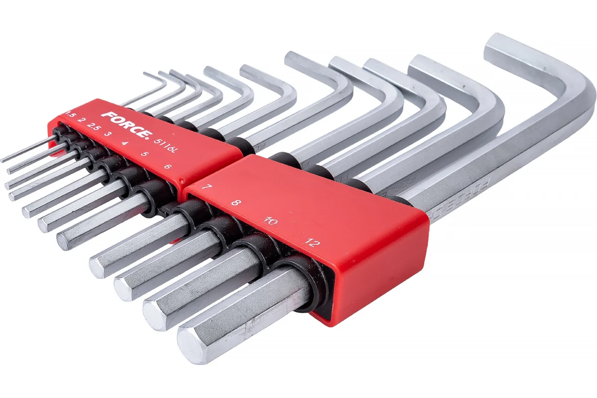 Набор ключей шестигранных,1.5-12мм,11 пр. длинных Force 5116L