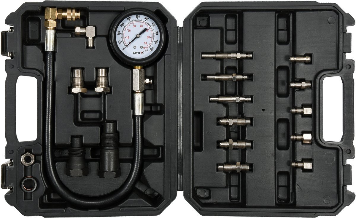 Компрессометр, набор для измерения компрессии дизельного двигателя 7MPa (19пр) YATO YT-73072