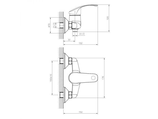 Смеситель для душа (Lt) D40 Droom Decoroom DR71055