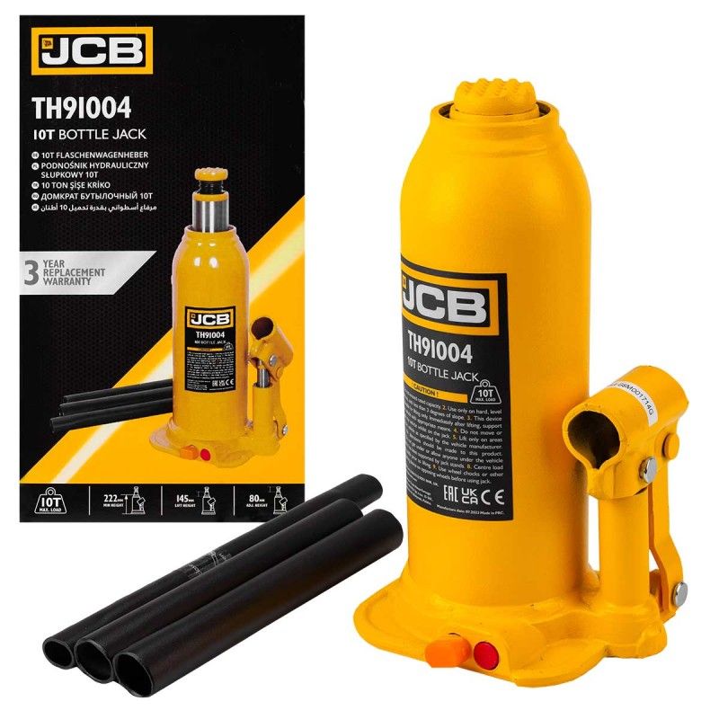Домкрат бутылочный 10т с клапаном (h min 222мм, h max 447мм) JCB JCB-TH91004