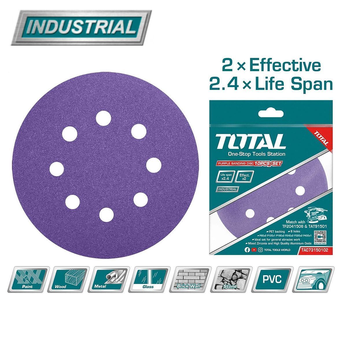 Набор шлифовальных кругов 150 мм   (10 шт)TOTAL TAC73150102