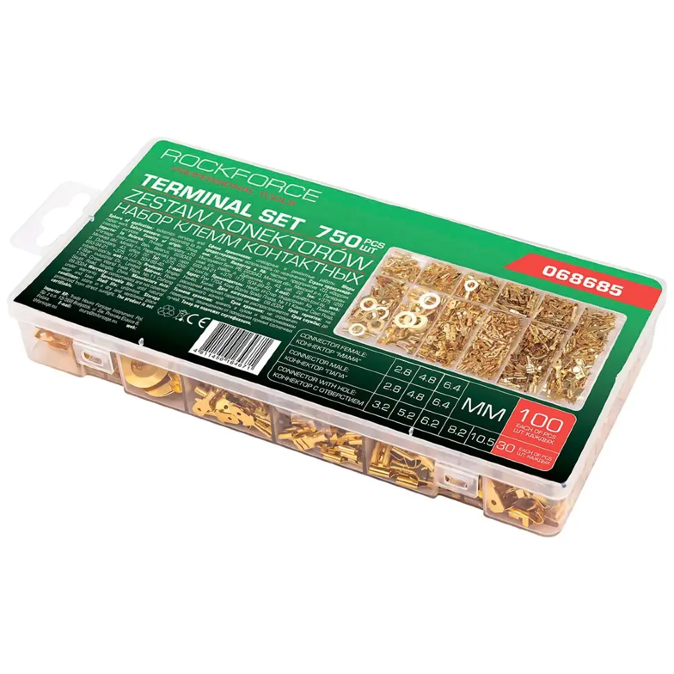 Клеммы контактные автомобильные, набор 750пр. RockFORCE RF-068685
