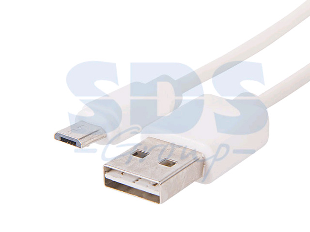 USB кабель microUSB 1м с 2-сторонним разъемом белый (блистер)  REXANT 18-0111