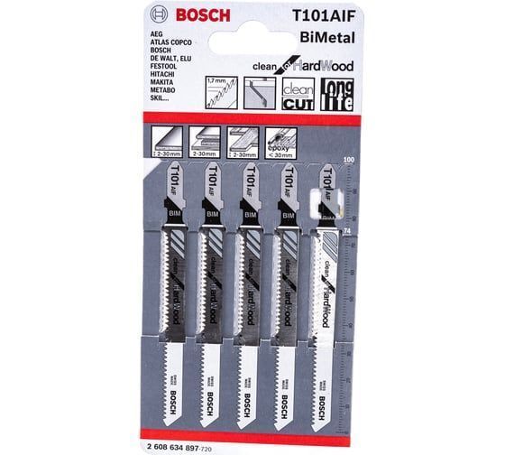 Пилка для лобзика T 101 AIF Clean for Hard Wood (5 шт), BOSCH 2.608.634.897