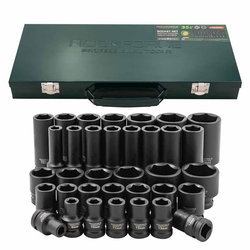 Набор головок ударных 1/2" (8-32 мм) (35 предметов) Rock FORCE RF-4353-5MPB
