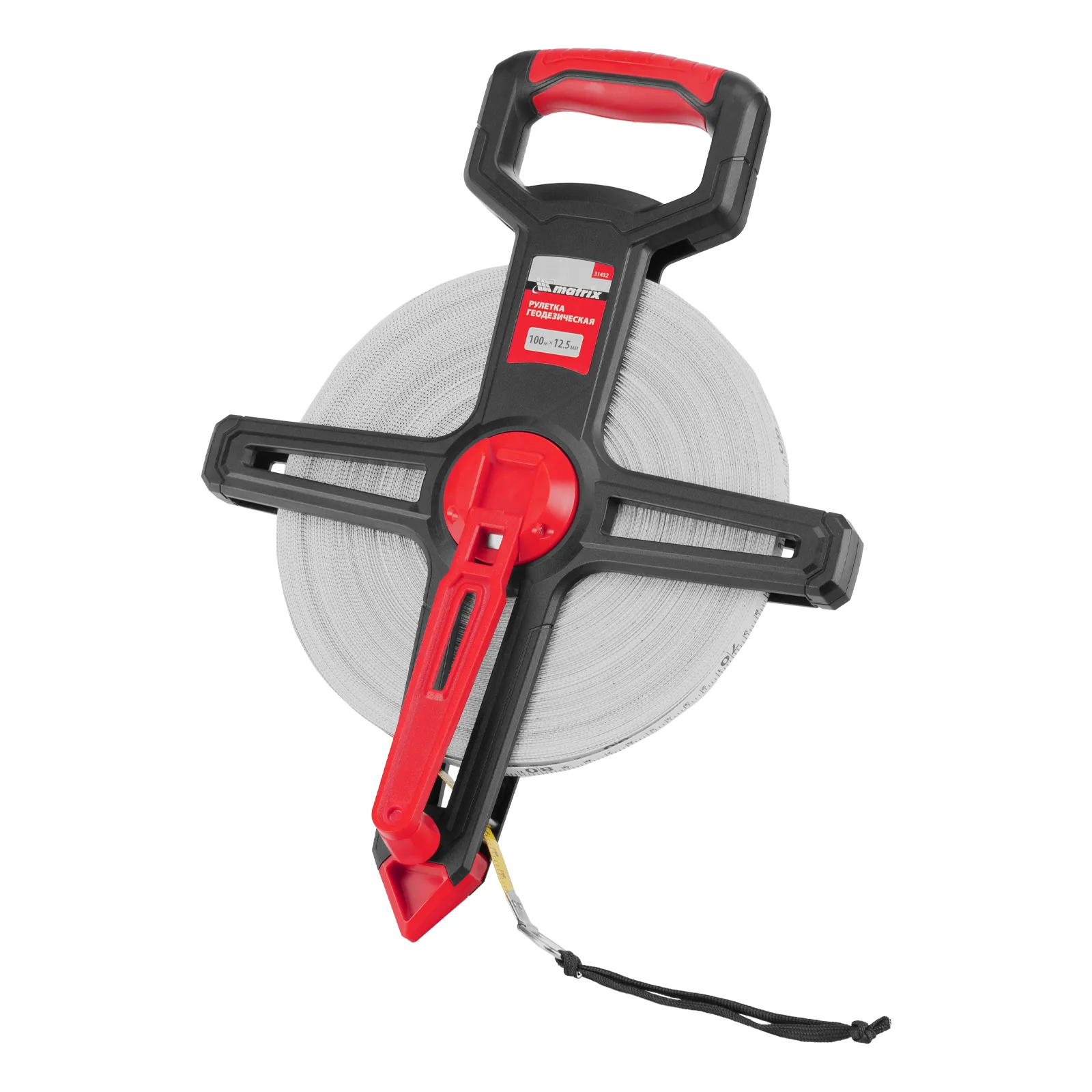 Рулетка геодезическая 100 м х 12,5 мм, открытый корпус, фиберглассовая лента MATRIX 31432