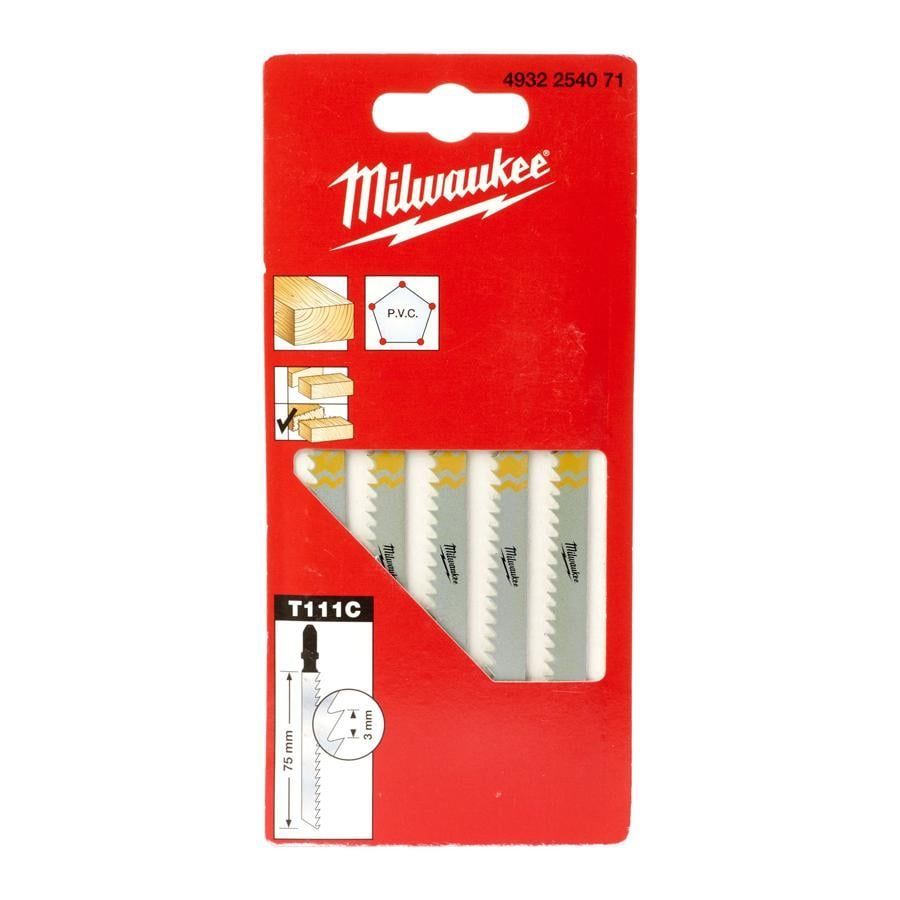 Пилка к лобзику T111C (5 шт / HCS / 75 мм / дерево) MILWAUKEE Milwaukee 4932254071