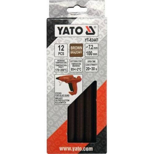 Стержни для термопистолета 7.2х100mm коричневые (12шт)  YATO YT-82447