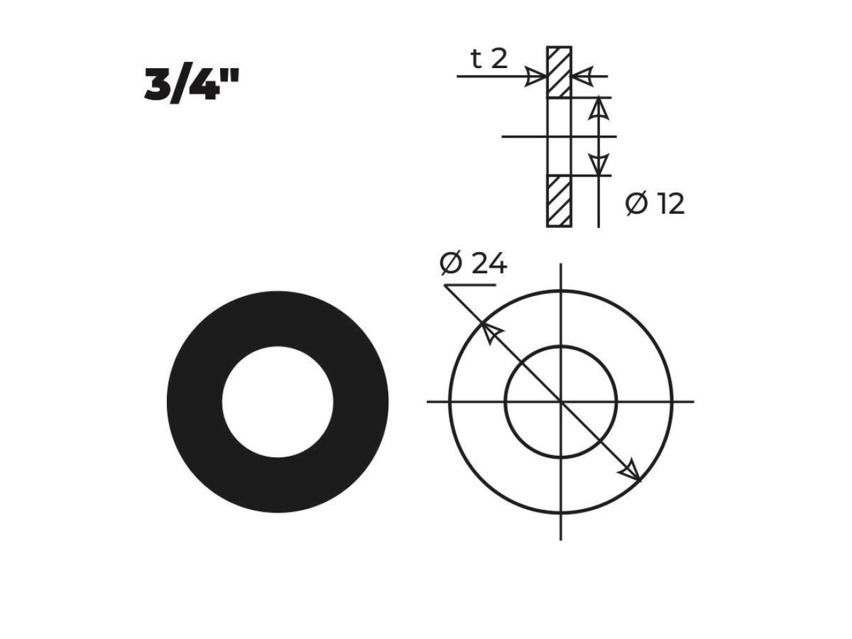 Прокладка резиновая для стиральной машины 3/4" (50 шт.), AV Engineering AVECA-0019