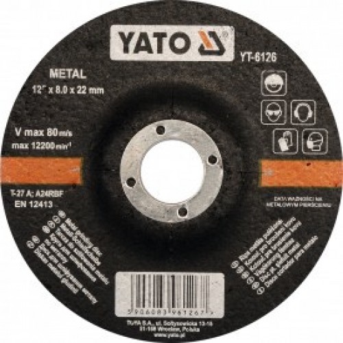 Круг для шлифования металла 125x6.0x22mm  YATO YT-6124