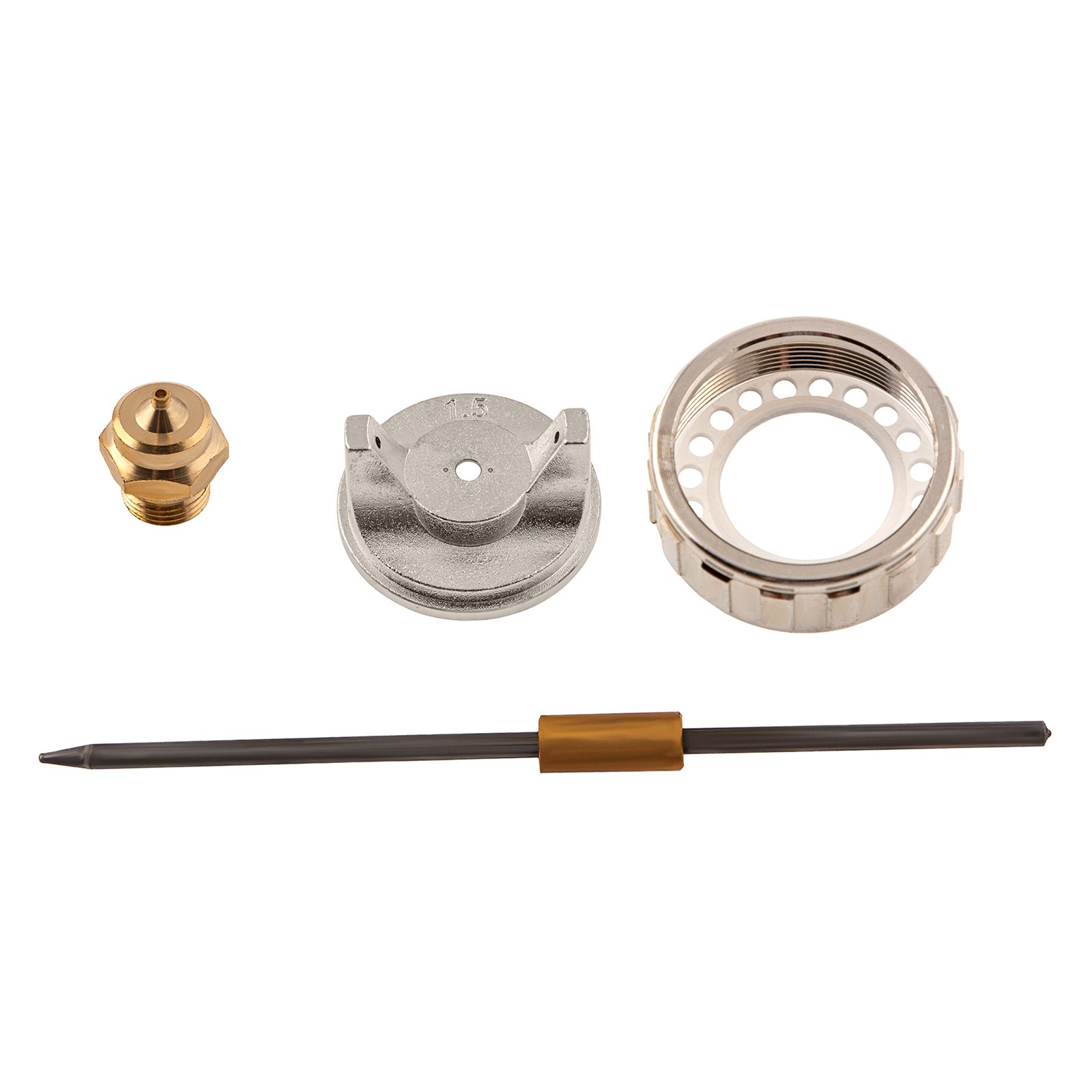 Ремкомплект для краскораспылителя 4 предмета: сопло 1.5 mm, игла, форсунка, зажим сопла Matrix 57382