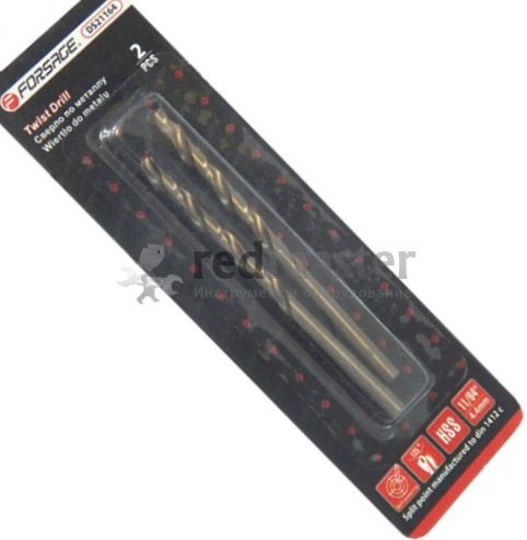 Сверло по металлу 4.5х47х80мм HSS+Co (2шт) Forsage F-DS245H