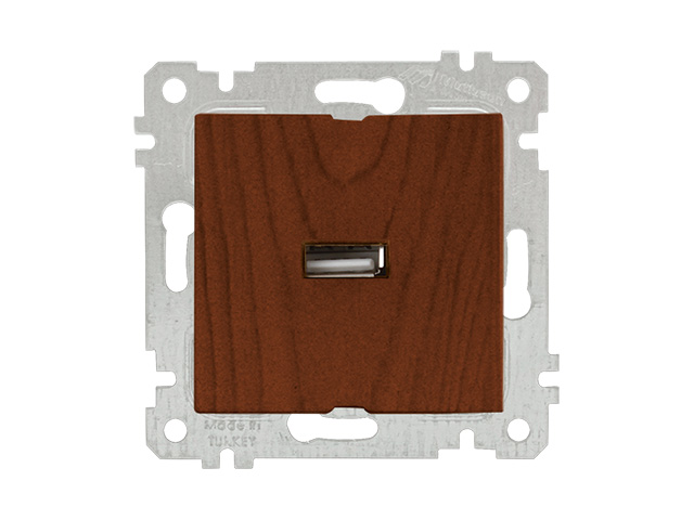 Розетка одноместная USB скрытая, без рамки, орех, RITA (USB charge, 5V-2.1A)  ...MUTLUSAN 2200 448 0157