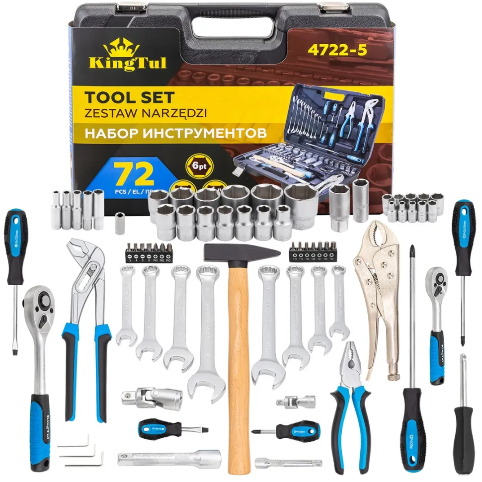 Набор инструмента 72пр.1/4",1/2" ( 6гр.) KINGTUL KT-4722-5