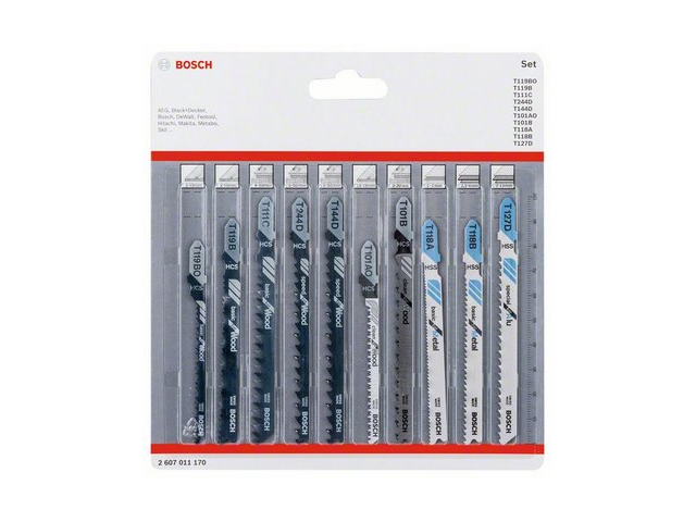 Набор пилок лобзиковых по дереву с гвоздями, 10 шт., BOSCH 2607011170