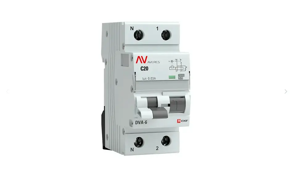 DVA-6 1P+N 20А (C) 30мА (A) 6кА AVERES  EKF rcbo6-1pn-20C-30-a-av