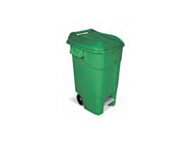 Контейнер для мусора пластикиковый 120л с педалью, зелёный  ...TAYG 426001