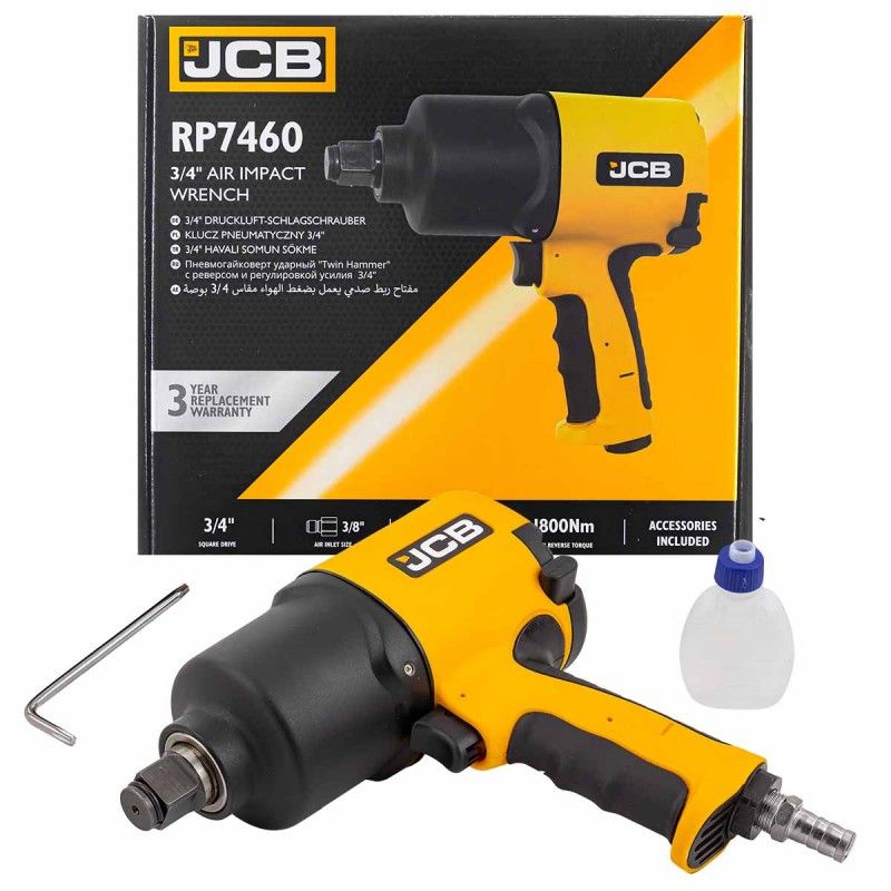 Пневмогайковер ударный "Twin Hammer" с реверсом и регулировкой усилия 3/4" JCB JCB-RP7460