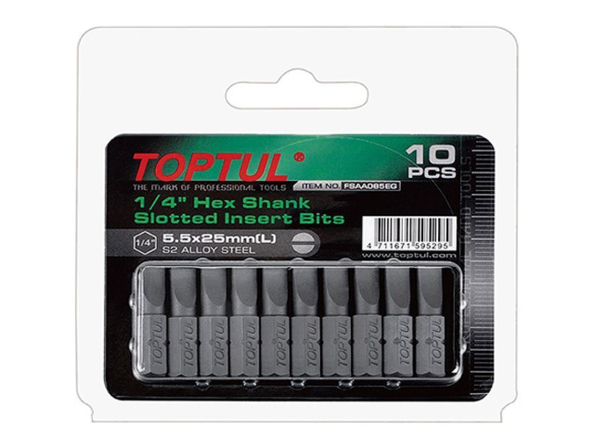 Бита шлицевая SL1.0x5.5x25мм. 1/4" (10 шт.) Toptul FSAA085EG