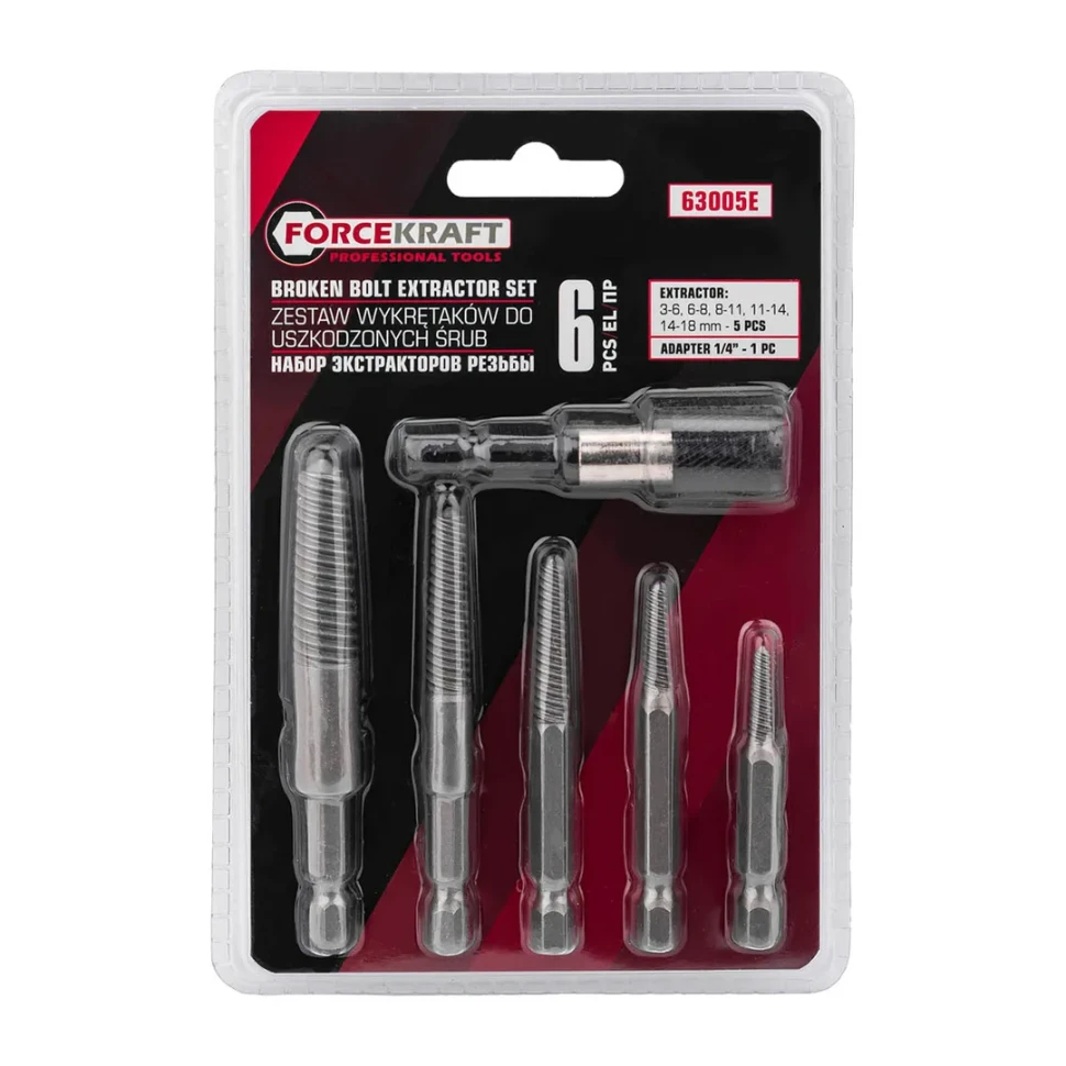 Набор экстракторов резьбы 6пр.  FORCEKRAFT FK-63005E