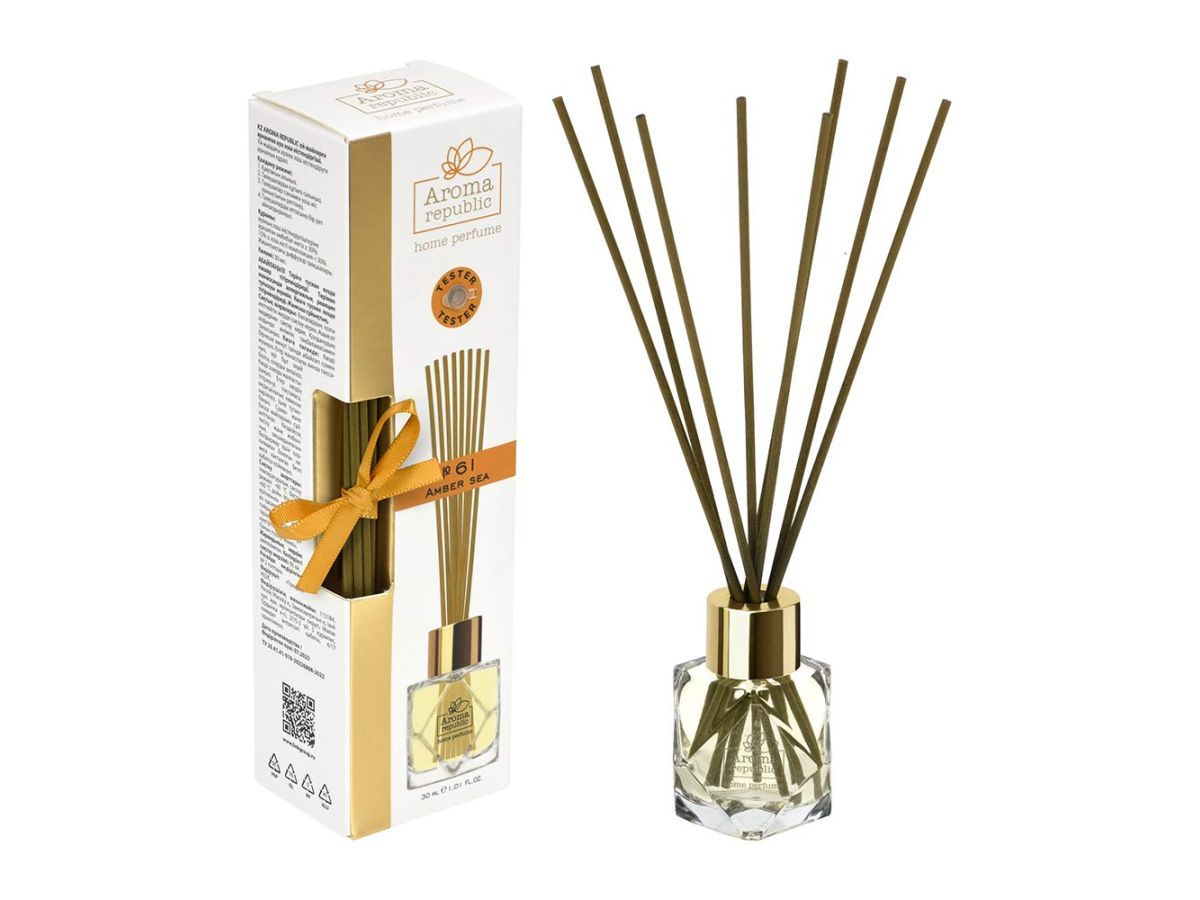 Ароматический диффузор в стеклянном флаконе 30 мл,"№61 Amber sea" AROMA REPUBLIC 93807