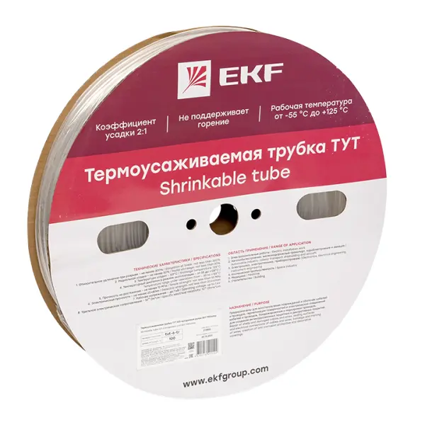 Термоусаживаемая трубка ТУТ 6/3 прозрачная рулон PROxima  EKF tut-6-tr