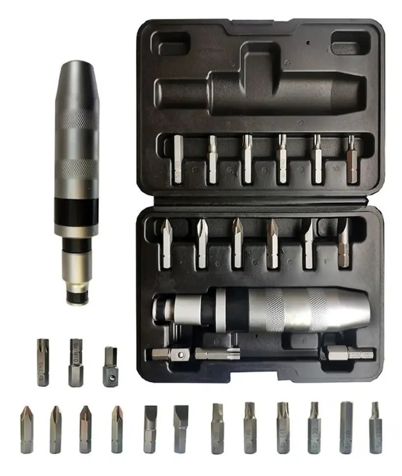 Отвертка ударная с набором бит и адаптерами,17пр.1/2"(F)х5/16"(F) 5/16"(М)x1/2"(М)(PH2,3;PZ2,3;SL9,11мм;Torx 25,30,40,45,50;Hex 6,8,10ммх36мм)в кейсе Partner PA-5171