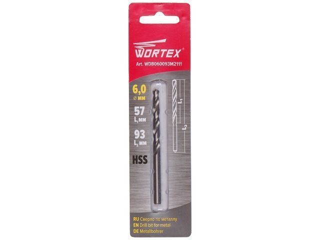 Сверло по металлу ц/х 6.0х57х93 mm HSS   WORTEX WDB060093M2111