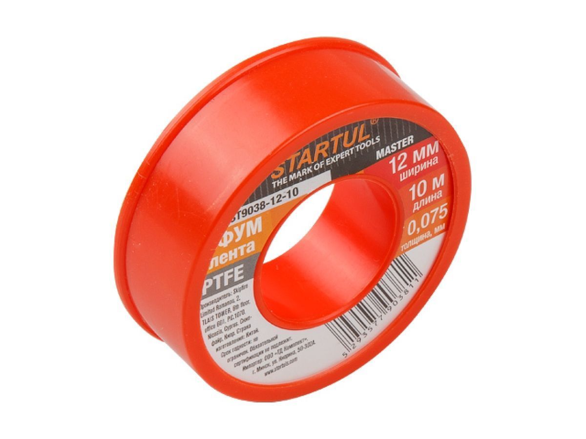Фум-лента PTFE 12mmх10м MASTER (толщина 0.075mm) STARTUL ST9038-12-10