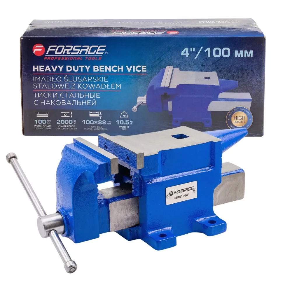 Тиски стальные с наковальней 4''100мм  Forsage F-6540104W
