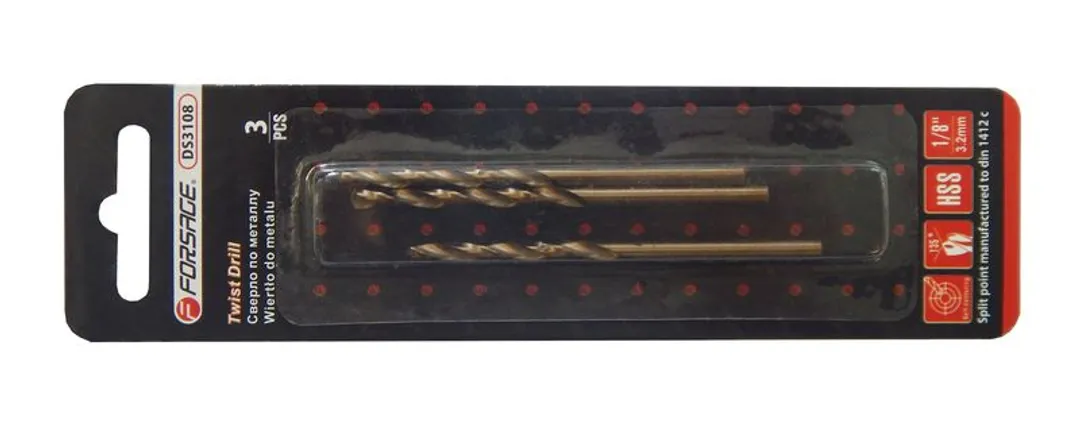Сверло по металлу 2х24х49мм HSS+Co (3шт) Forsage F-DS3564