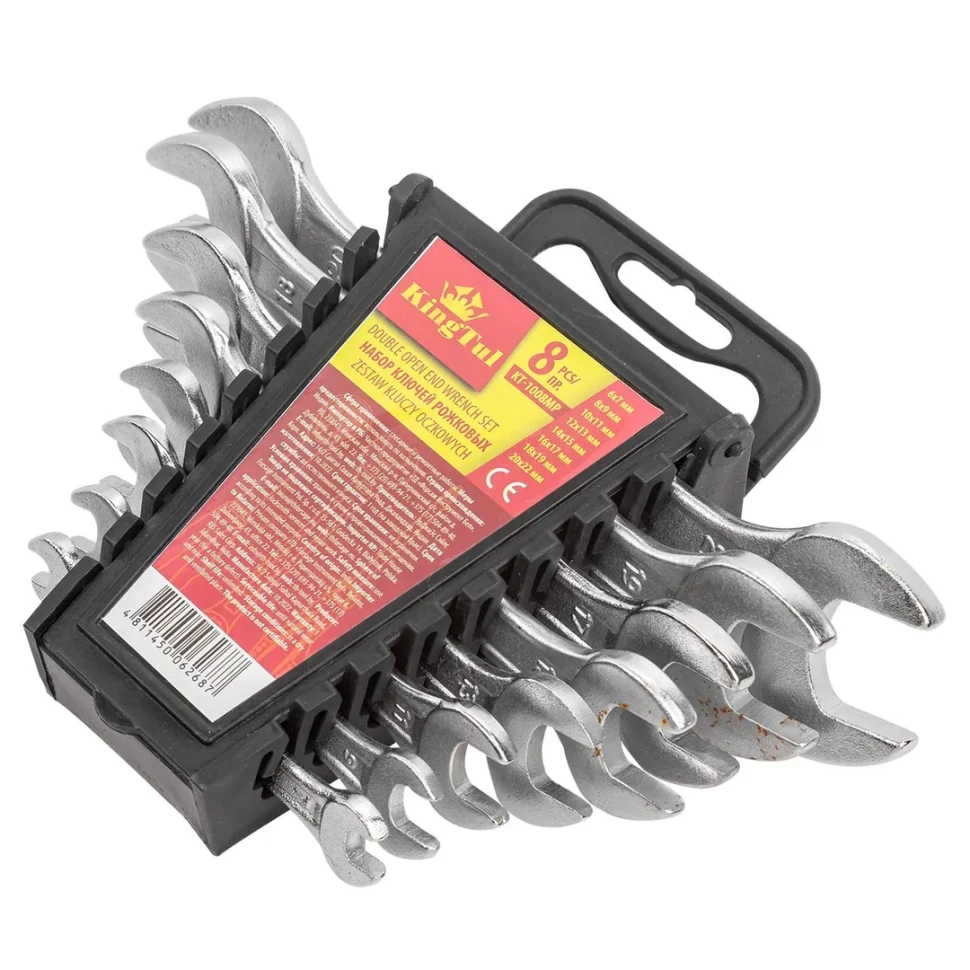 Набор ключей рожковых 8пр. (6х7-20х22мм) в пласт. держателе KINGTUL KT-1008MP