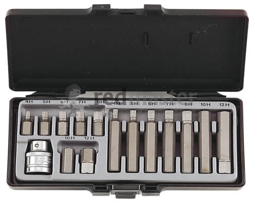 Набор бит Hex 1/2", 10мм, 15 пр, Н4-Н12мм Force 4155